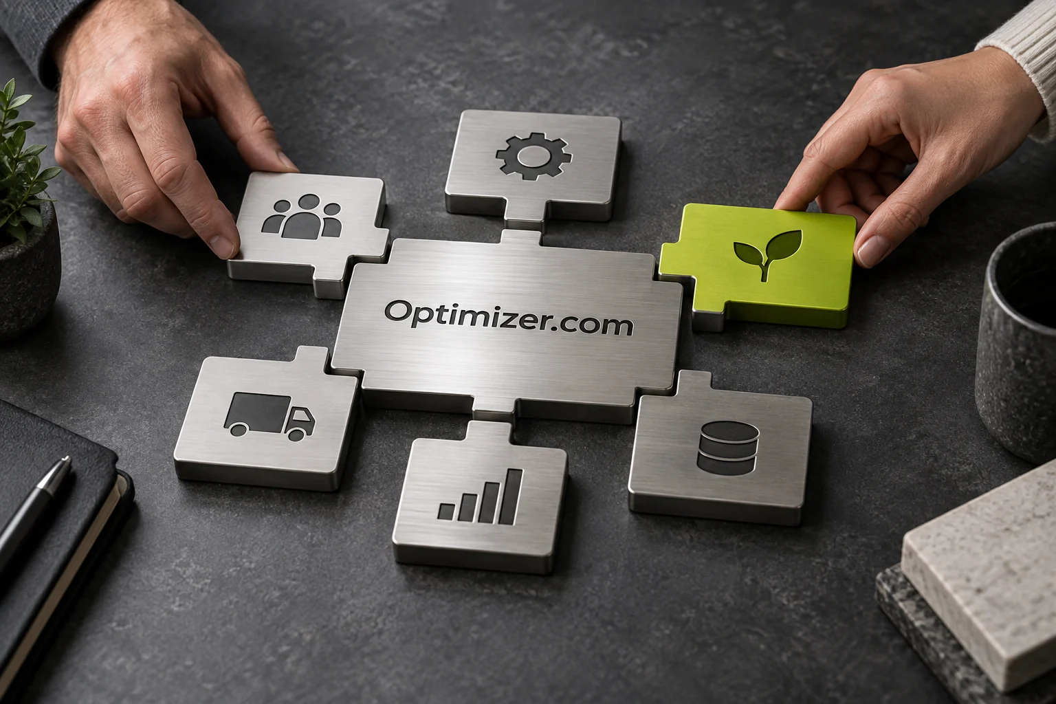 A considered working space with Optimizer.com lettering